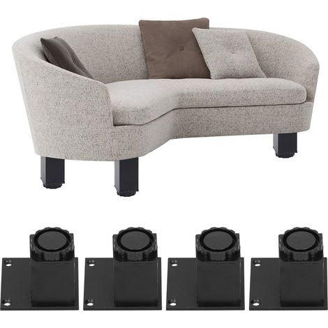 Lot de 4 Pieds de Meuble, 60mm Reglable Pied de Table Acier Inoxydable, Pied Meuble Salle de Bain Bureau Meuble Cuisine, Hauteur Réglable 0-15 mm Venez avec des Vis Acier Inoxydable (1/5)