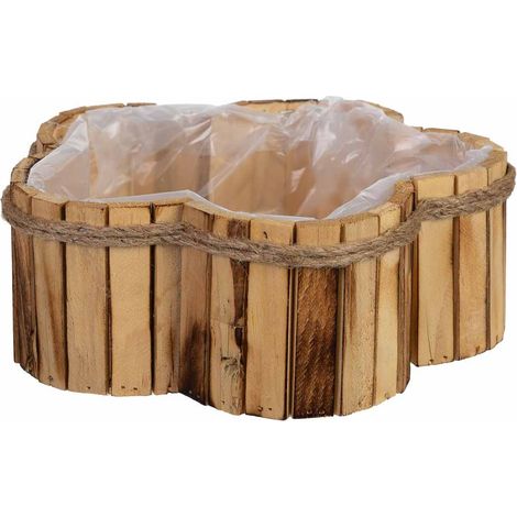 Cesto con forma de flor de madera 26x26x10h cm (1/5)