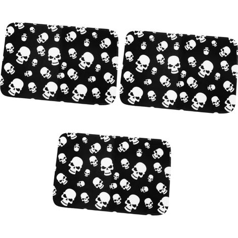 3pièces Tapis De Sol Halloween Antidérapant avec Motif Crâne Tapis Entrée Confortable pour Maison Et Salle De Bain pour Fêtes (1/5)