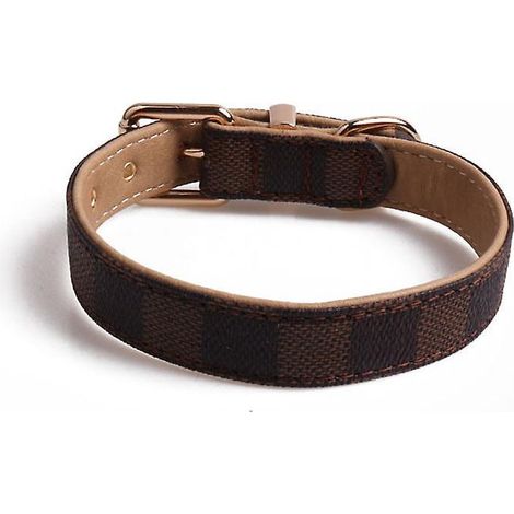 1 Pices(treillis Brun) Ensemble Collier ,rglables Bandana Pour Les Promenades En Plein Air Pour Chats Et Chiots (1/3)