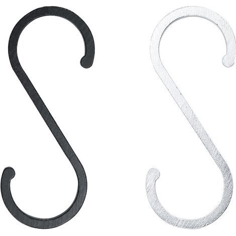 Lot de 2 crochets en S, crochets porte-casseroles, crochets de penderie pour suspendre plantes, vêtements, ustensiles de cuisine (noir, argent) (1/5)