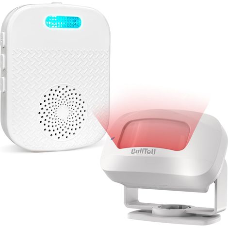 Détecteur de mouvement PIR - Alarme avec détecteur de passage - Système de sonnette sans fil - Détecteur de passage sans fil - Porte de chargement pour affaires, personnes âgées, maison (1/5)