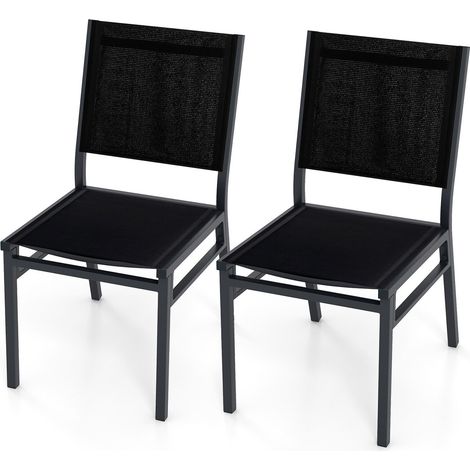 COSTWAY 2Pcs Outdoor Dining Chairs Patio Armless Chair Lightweight Metal Chair