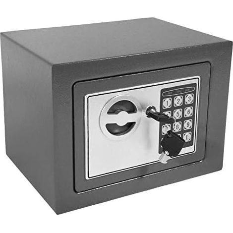 Electronic Home Mini Safe Box Digital Steel Money Cash Safe Key 4.6 Litre Volume Grey