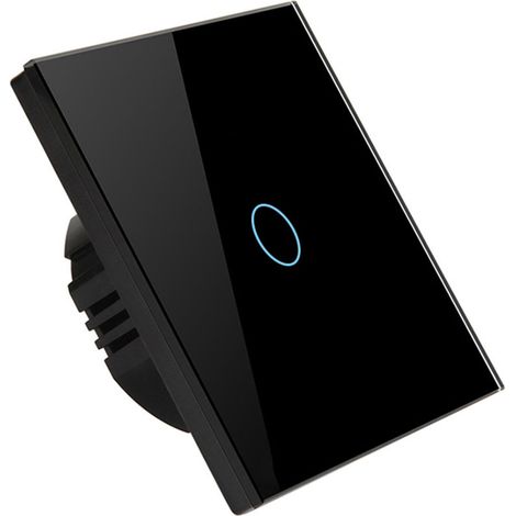 Smarter WLAN-Schalter für Einzelfeuerstellen, AC 90–240 V, App-, Touch- und Sprachsteuerung, RF433-Frequenz, kompatibel mit Google Home und Tuya, 1-fach, Schwarz (1/5)