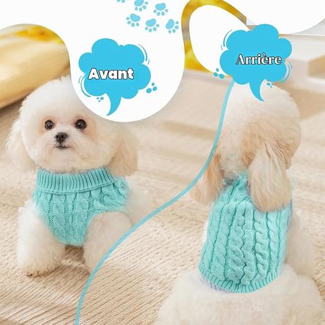 Dog Jumpers Knitted Turtleneck Dachshund Jumper Apparel Puppy Twist Striped Vest Dog Clothes for Dogs Cats Pink Blue S (1/4)