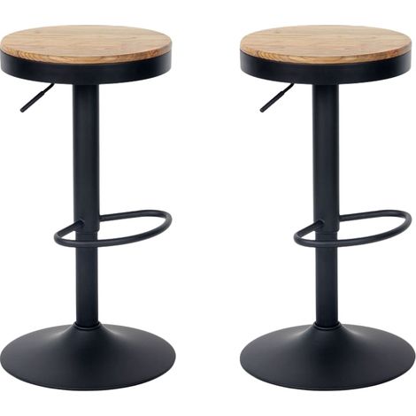 Lot de 2 tabourets de bar réglables en hauteur Casita JUO noir (1/2)