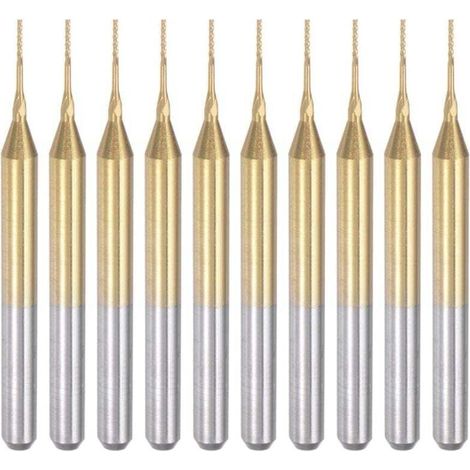 Fraises à graver en carbure de titane, 10 pièces, fraises CNC pour machine PCB, tige de 0,5 mm, revêtement en titane (1/4)