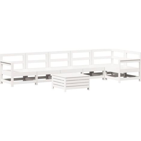 Maison Exclusive - Set Divani da Giardino 7 pz Bianco in Legno Massello di Pino