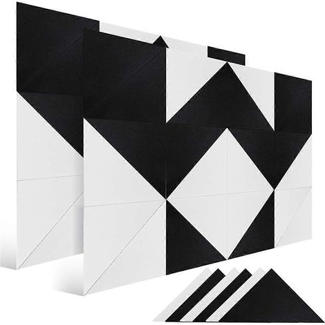 Lot de 24 panneaux muraux insonorisants, autocollants, absorbant le son, noir et blanc (1/5)