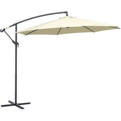 Ombrellone Decentrato da Giardino con Base a Croce Inclusa, in Metallo e Poliestere, 3x2.5 m, Beige