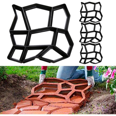 TolleTour 4pcs Moule béton plastique pour extérieur – Création de dalles et chemins de jardin, anticorrosion et durable