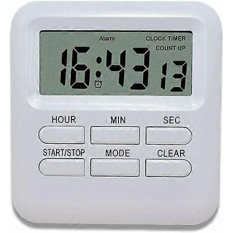 Minuteur numérique 3 en 1 avec horloge et réveil, minuteur magnétique de cuisine, chronomètre à compte à rebours, gestion du temps pour la cuisine, les études ou le sport (1 pièce) (1/4)
