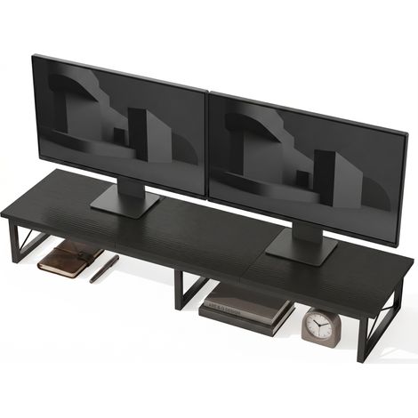 HOMCOM Supporto per Monitor con 2 Scomparti, Nero