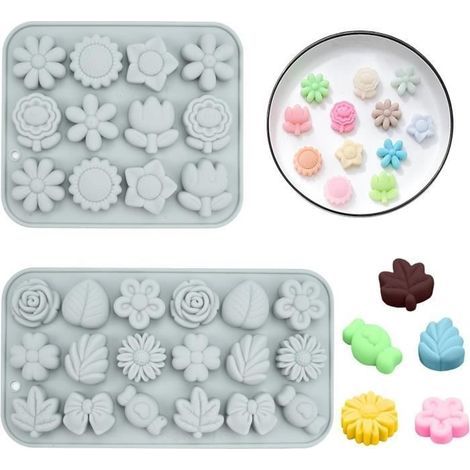 2 Silikon-Blumen-Fondantformen, BPA-freie Silikon-Blumen-Pralinenform, Pralinen- und Schokoladenformen, Antihaft-Fondantform (1/4)