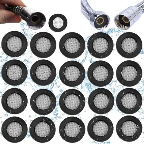 20 Pièces Joint en Acier Inoxydable Rondelle en Caoutchouc, Filet Filtre en Acier Inoxydable Joint, Rondelle Caoutchouc Joint Torique Filtre, Crépine, Salle De Bains, Douche, Bague d'Étanchéité (1/4)
