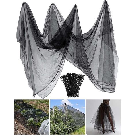 Filet de Bug Insectes Moustique Mouche Oiseau Barrière de Chasse Protection des Plantes Filet de Jardin (3 m x 10 m, Noir) (1/5)