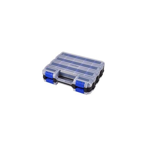 Boîte de rangement pour petites pièces - Organiseur double face - 34 compartiments - Avec séparateurs en plastique amovibles pour vis, écrous, clous, boulons