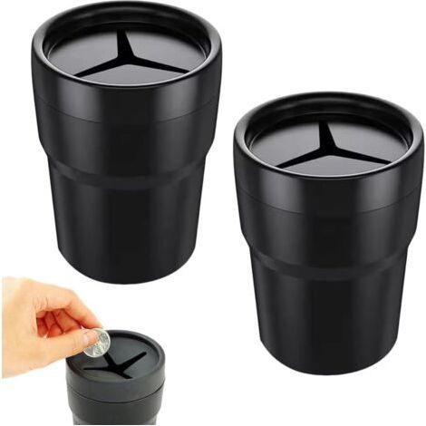 Set of 2 Car Trash Cans with Lid, Universal Coin Purse for Automobiles, Mini Compact Car Trash Can, Waterproof, Practical Storage Box (1/5)