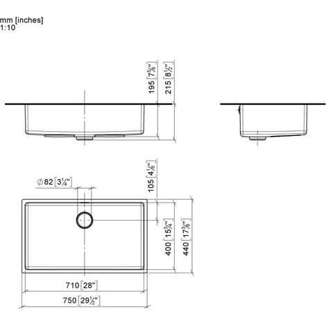 DORNBRACHT 38710004-86 Évier individuel SÉRIE NEUTRE 38710004