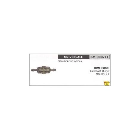 Kraftstoff-Leitungsfilter UNIVERSAL außen Ø  16 mm Ø  Anschlüsse 6 mm