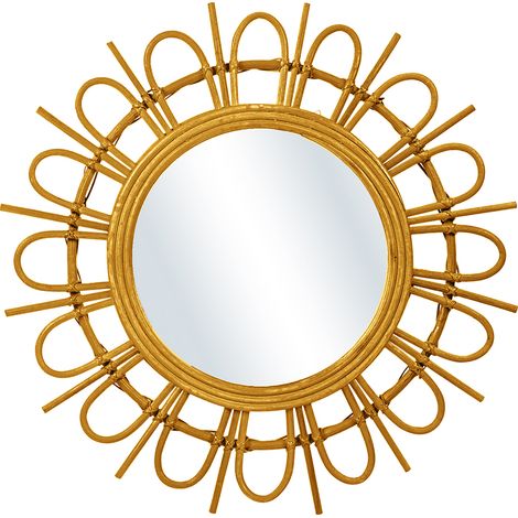 Specchio da Parete - Rotondo Boho Bali (60 cm) - Miu Legno naturale