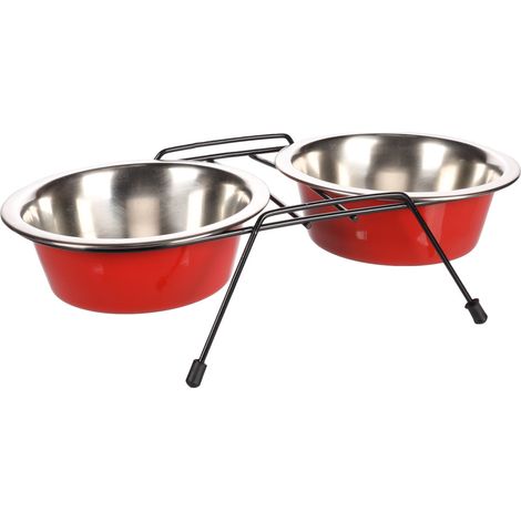 Ecuelle duo ø 16 cm. 800 ml. avec support Arjun. M . pour chien - Flamingo (1/5)