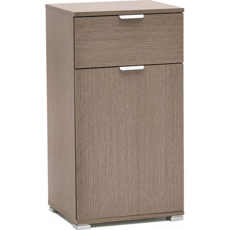 Mobiletto da ingresso casa con 1 anta ed 1 cassetto in legno nobilitato bilaminato Linea Classic -  Grey