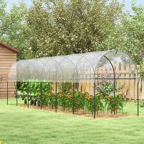 Serre de jardin serre à tomates 7 arceaux en acier bâche en plastique 6 x 1.23 x 1.71 m vert