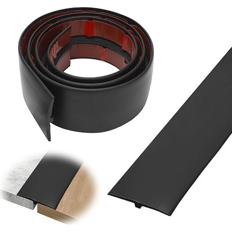 Profil de transition autocollant 1M 5CM bande de seuil PVC bande de profil T bande de compensation de hauteur parquets stratifiés seuils Noir (1/5)