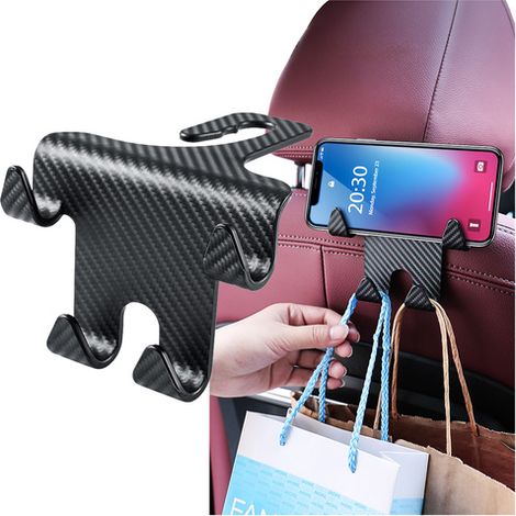 Crochet de suspension double 4 en 1 pour siège auto, organisateur d'appui-tête pour Alogy Car (1 pièce, noir). (1/5)