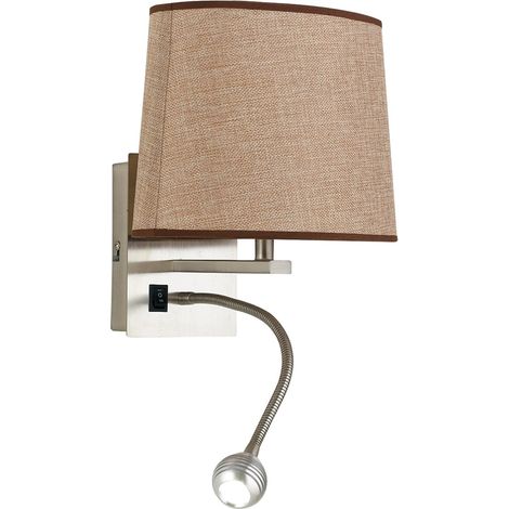 "Applique LED HELLY in tessuto ecrù con braccio flessibile con attacco E14" (1/2)