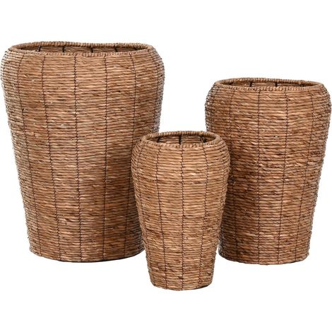 Cache pot sur pied aspect naturel en fibre métal marron urban - marron naturel effet tressé (1/4)