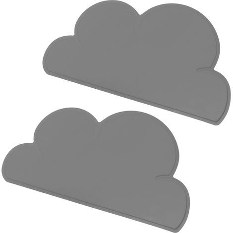 2er-Pack Kinder-Platzsets in Wolkenform aus Silikon, wasserdicht, wärmeisolierend, grau (1/5)