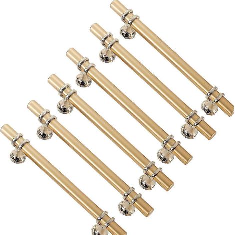 6pcs Poignes De Meuble Dores Poigne Dore - Poigne De Porte De Cuisine Poignee Tiroir Laiton Poignes Dores Meuble Entraxe 160mm (1/5)