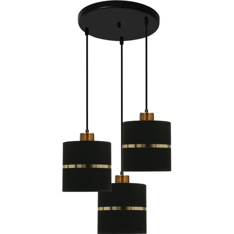 Suspension Candellux Assam 3xE27 tissu noir laiton (1/3)