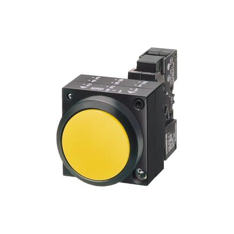 Pulsante con terminale a vite a bottone piatto, 1NA+1NC con supporto giallo