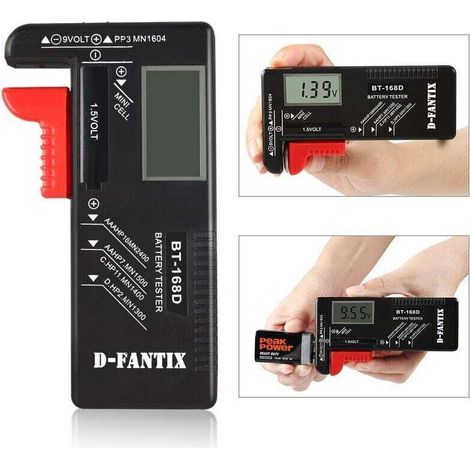 Testeur de Piles numérique,Testeur de Piles Universel,Batterie Testeur,pour AA, AAA, C, D, PP3, 9V, 1.5V, Piles Bouton - Fonctionne sans Pile,