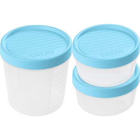 TATAY Set di 3 Contenitore Ermetico per Alimenti (2 x 0,5L, 1 x 1L), Coperchio a Vite, Senza BPA, Adatto per microonde e lavastoviglie, Colore Blu. (1/4)
