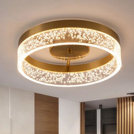 Ganeed Plafona da incasso a LED 20W dorata - Paralume in acrilico trasparente con texture a grani - Lampada rotonda moderna per cucina, corridoio, sala da pranzo (1/5)