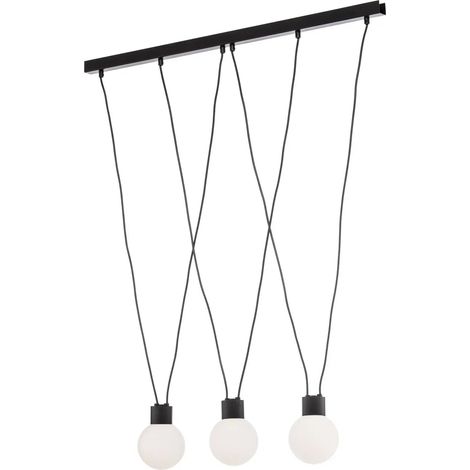 [GEBRAUCHT] B-Ware Hängeleuchte Capri Pendelleuchte Schwarz Glas Metall 3 Flammig Dimmbar G9 Led