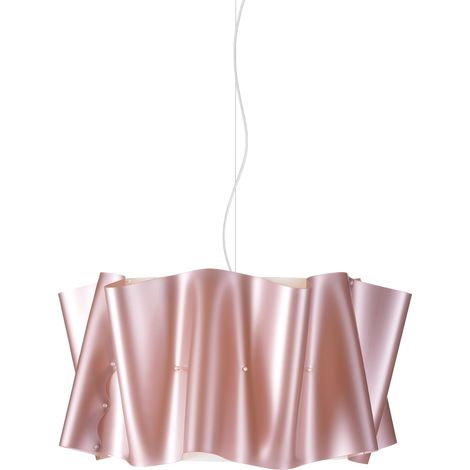 Lampadario a sospensione tre luci FOLIO paralume Rosa diametro 60x h32 cm (1/2)