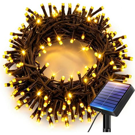 Guirlande Solaire Exterieur Jardin, 22M 240 LED Lumineuse Étanche IP65, 8 Modes Guirlande Lumineuse Exterieure Solaire, pour Terrasse Cour Noël Mariage Fête, Blanc Chaud [Classe énergétique E] (1/5)