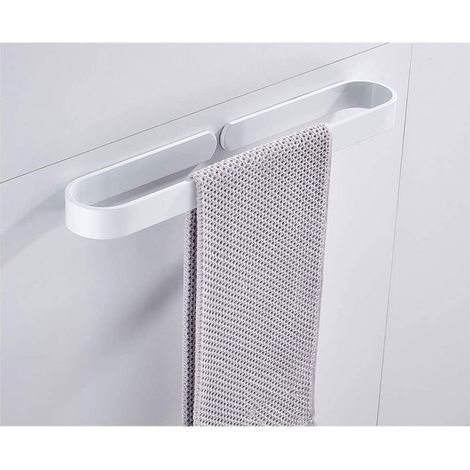 Toallero de pared sin necesidad de taladrar - Accesorios de baño - Aluminio - Autoadhesivo - Blanco - 40 cm