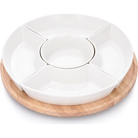 Elegantes Drehtablett von Duka mit 5 Porzellanschalen aus Warewood (1/5)