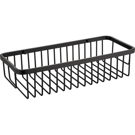 Milos Colore Matt Black Rectangular Wall Mounted Wire Basket