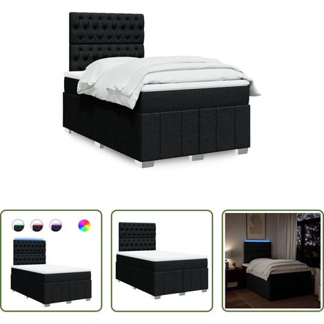 Matelas à ressorts ensachés - Sommier à lattes de lit avec matelas noir 120x190 cm tissu (1/5)