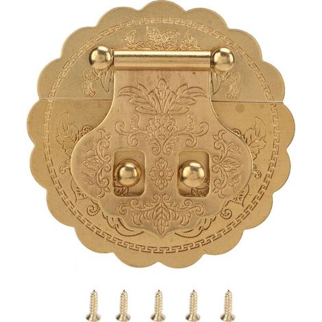Serrure métallique vintage 8cm à loquet en laiton, résistante à la rouille pour coffre en bois et armoire (1/5)