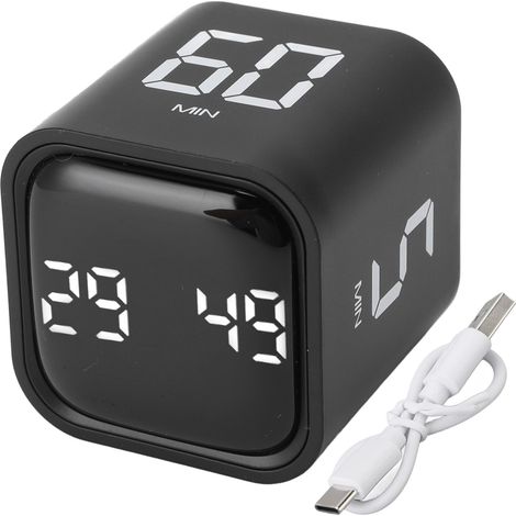 Ortviai Minuterie Numérique Cube Silencieuse avec Capteur de Gravité pour Gestion du Temps – Noir, 46 mm (1/5)
