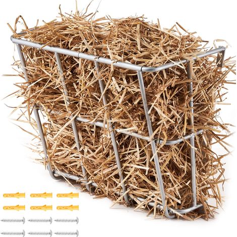Mangeoire à foin pour bétail, grande capacité de 84 L, râtelier à foin pour chèvre en acier robuste, support à foin mural de 597 mm à plusieurs côtés, pour ferme ovine, intérieur et extérieur